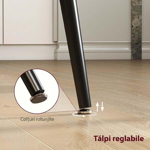 HOMCOM Masă Extensibilă pentru Sufragerie, 6-8 Persoane, 120-160x75 cm, Blat Efect Lemn, Picioare din Oțel | Aosom Romania