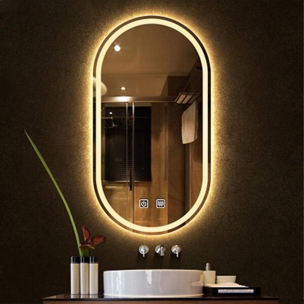 Oglindă Baie LED și Dezaburire Elit's Premium cu Senzor Touch, Lumina Rece, Caldă și Neutră, 50x80cm