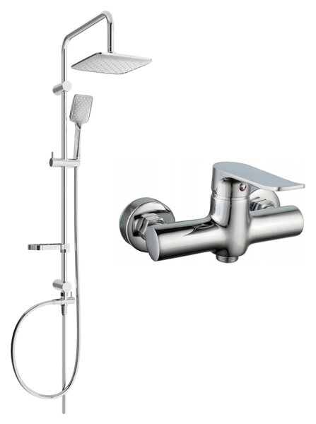 Set de duș Mexen Sven cu duș cu efect de ploaie și robinet de duș Pecos, crom, 72740262-00