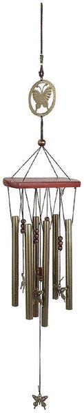 Clopotel de vant cu 6 tuburi sonore metalice pentru casa sau gradina, model cu fluturi