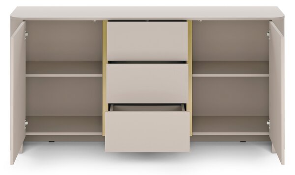 Comodă Sorrenti 168 cm cu sertare - cashmere / auriu