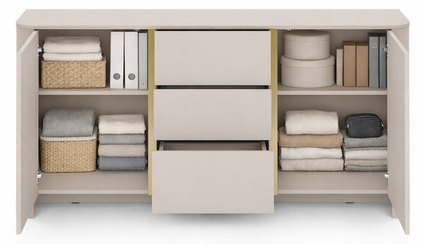 Comodă Sorrenti 168 cm cu sertare - cashmere / auriu