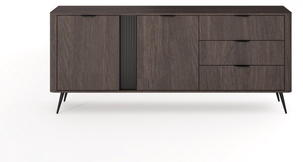 Comodă Edrin 195 cm cu sertare - stejar dunin / negru