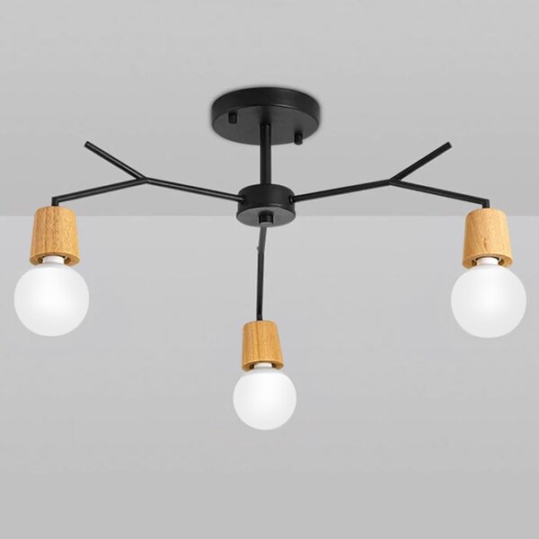 Toolight Toollight - Lampă suspendată cu 3 brațe 3xE27 APP693-3C, negru-maro, OSW-05463