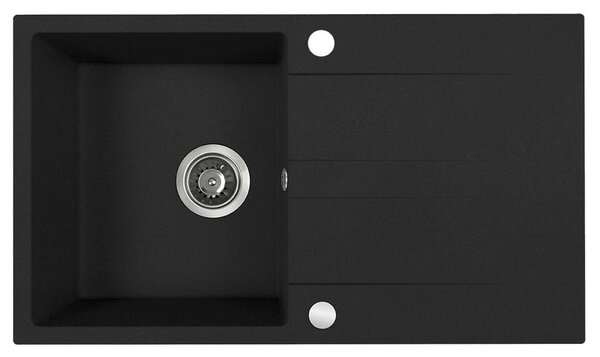 Kuchinox Laut, chiuveta granit cu 1 compartiment 760x440x174 mm + sifon, negru, LAV-SBZ_B11Y