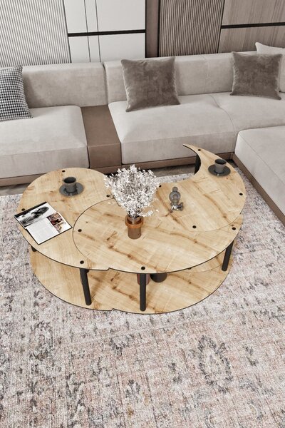 Set de 3 măsuțe de cafea Yanov (stejar). Promo -14%. 1153769