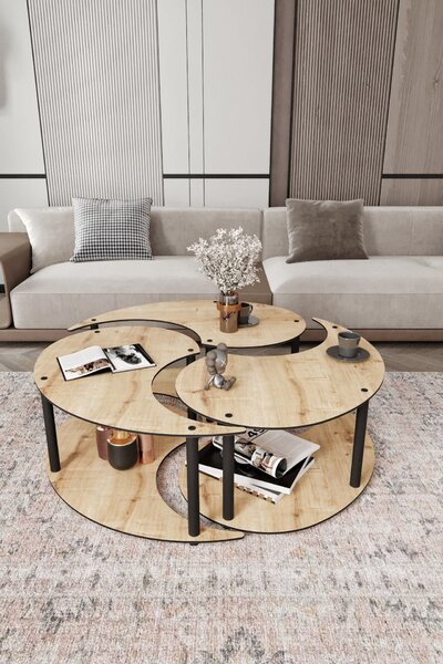 Set de 3 măsuțe de cafea Yanov (stejar). Promo -14%. 1153769