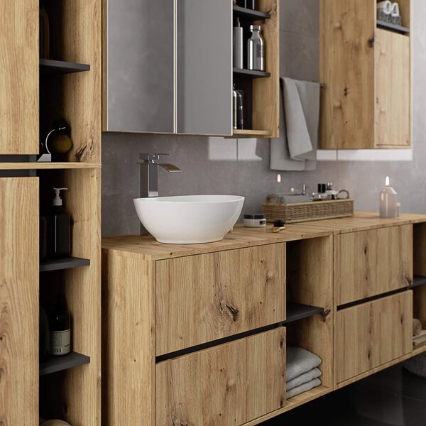Dulap de baie Vambos W50 2D 6P (stejar artizanal + grafit). Promo -11%. 1152099