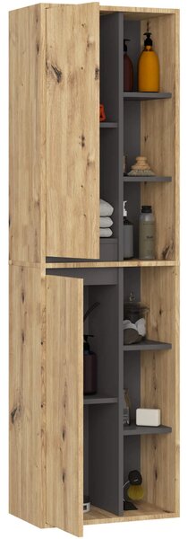 Dulap de baie Vambos W50 2D 6P (stejar artizanal + grafit). Promo -11%. 1152099