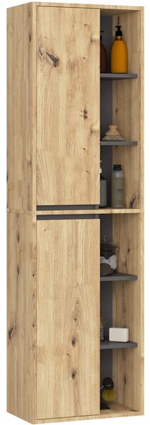 Dulap de baie Vambos W50 2D 6P (stejar artizanal + grafit). Promo -11%. 1152099