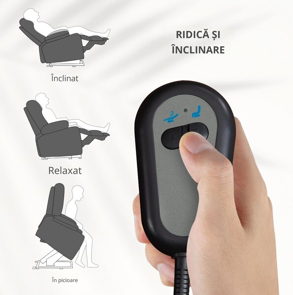 HOMCOM Fotoliu cu Ridicare și Masaj, Fotoliu Reclinabil cu 8 Puncte de Masaj, Încălzire și Suport pentru Picioare, 62.5x93x97 cm, Gri | Aosom Romania