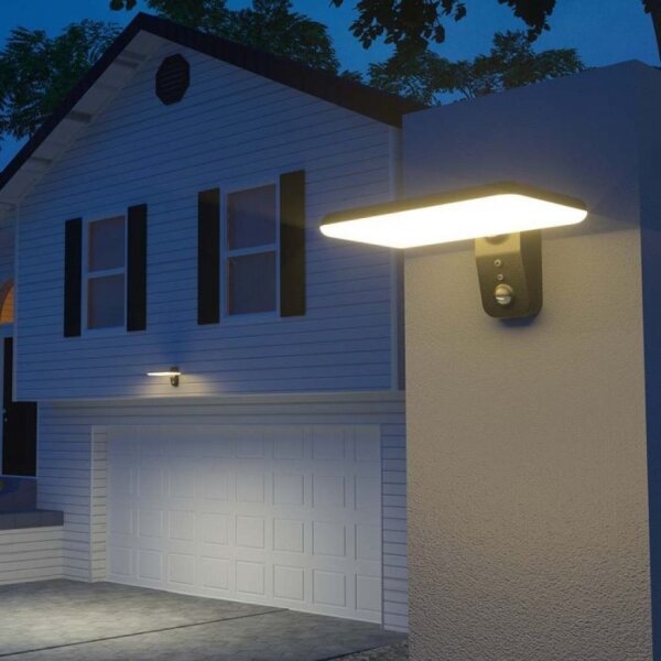 LED lampă solară de perete cu senzor, 15W, 3,2V, 4000K/6000K, IP65, negru