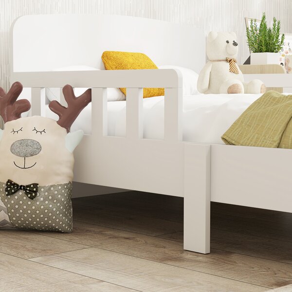 AIYAPLAY Pat pentru Copii 3-8 Ani cu Protecții Laterale 143.5x74.2x54 cm Alb | Aosom Romania