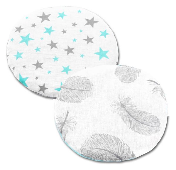 Set 2 pernute anticolici cu samburi cirese Kidizi Galaxy Mint Feathers, gri turcoaz, 19 cm