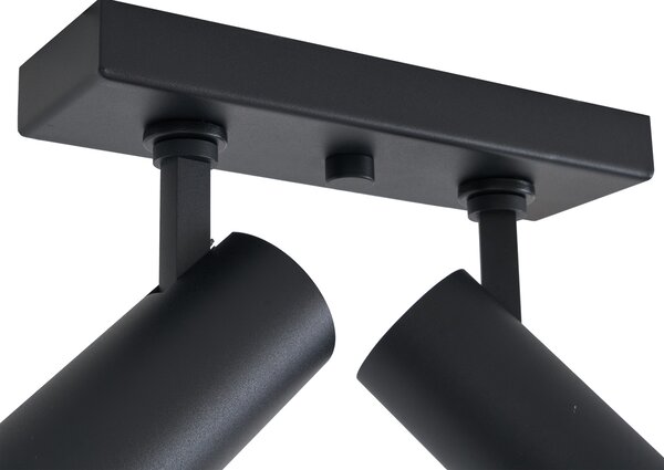 Plafonieră modernă neagră cu LED inclus, cu dimmer, cu 2 lumini - Tate