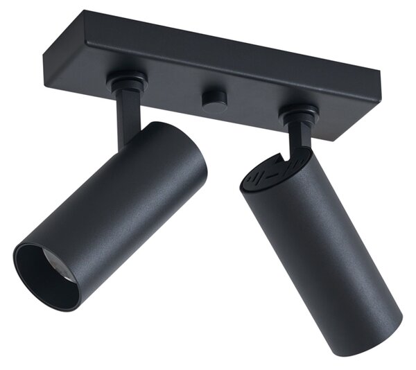 Plafonieră modernă neagră cu LED inclus, cu dimmer, cu 2 lumini - Tate