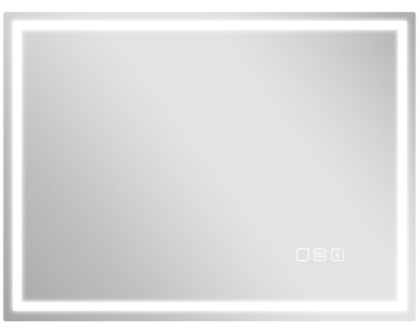 HOMCOM Oglindă Baie Anti-aburire Con Lumină Led E Difuzor Bluetooth 80x60 cm | Aosom Romania