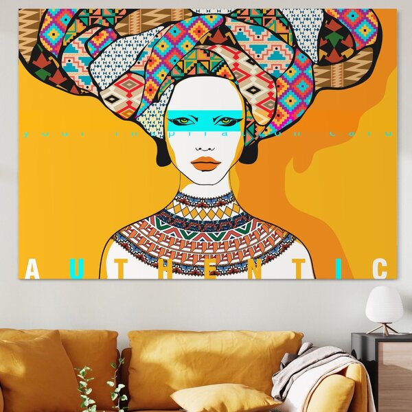 Tablou Canvas Premium LuxCanva® B1133, African Women , Femei, Living, Turban, Frumusete, Trib, Dormitor, Africa, Culori Vibrante