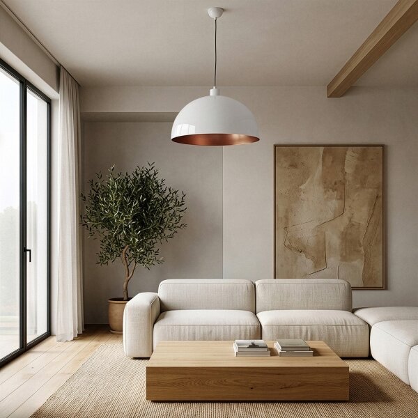 Brilagi - Lustră LED suspendată pe cablu METALO 1xE27/40W/230V diam. 40 cm alb/cupru