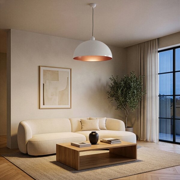 Brilagi - Lustră LED suspendată pe cablu METALO 1xE27/40W/230V diam. 40 cm alb/cupru