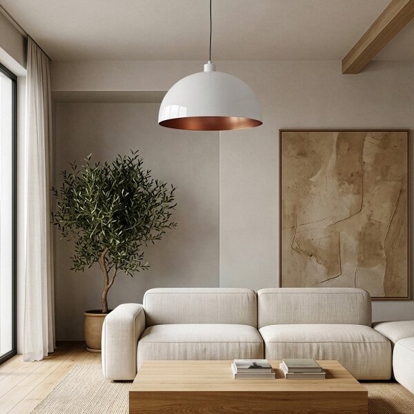 Brilagi - Lustră LED suspendată pe cablu METALO 1xE27/40W/230V diam. 40 cm alb/cupru