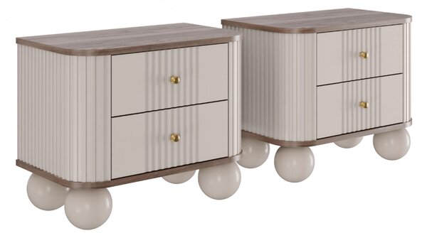 Set noptiere Vesper 56 cm - cașmir / nuc / mânere aurii picioare rotunde