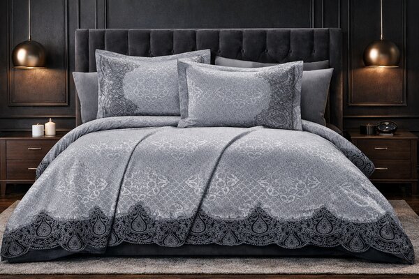 Set Cuvertura De Lux Bumbac 100% 3 Piese 240X260 Cm-Model Premium Gri