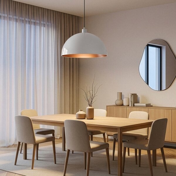 Brilagi - Lustră LED suspendată pe cablu METALO 1xE27/40W/230V diam. 40 cm alb/cupru