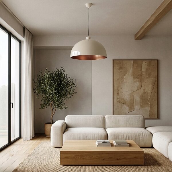 Brilagi - Lustră LED suspendată pe cablu METALO 1xE27/40W/230V diam. 40 cm bej/cupru
