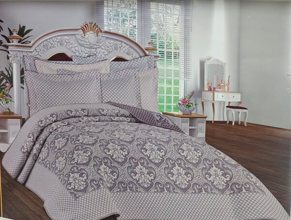 Set Cuvertura Pat Deluxe - Cuvertura Pat (240x260) + 2 Fete Perna (60x80) Bej