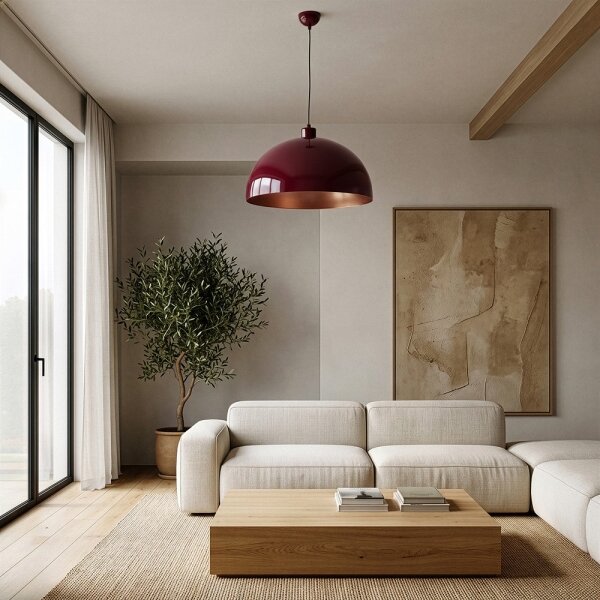 Brilagi - Lustră LED suspendată pe cablu METALO 1xE27/40W/230V diam. 40 cm burgund/aramă