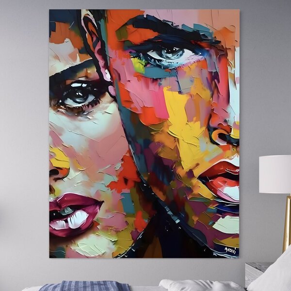 Tablou Canvas Premium LuxCanva® B1113, El Si Ea , Culori, Living, Fata, Baiat, Dormitor, Iubire, Priviri, Chipuri, Culori Vibrante