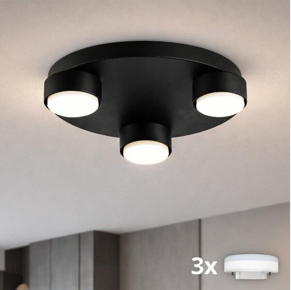 Brilagi - Plafonieră LED RGB dimabilă MONO, 3x GX53/14W/230V, Wi-Fi Tuya, diametru 30 cm, neagră