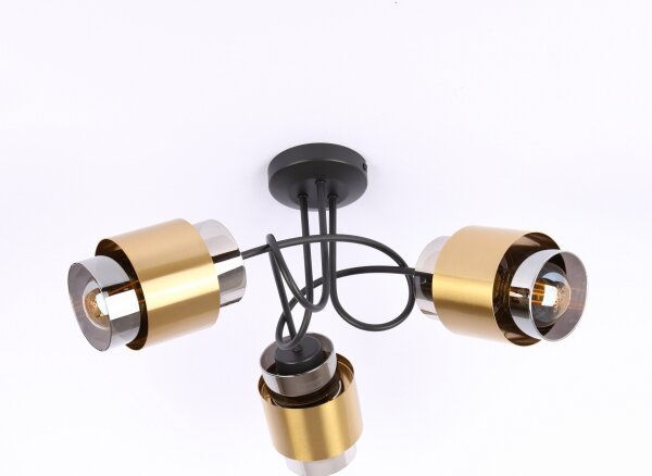 Lustră aplicată MILLEY 3xE27/40W/230V negru/alamă Globo 15560-3D