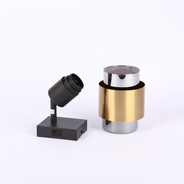 Spot de perete MILLEY 1xE27/40W/230V negru/alamă Globo 15560-1