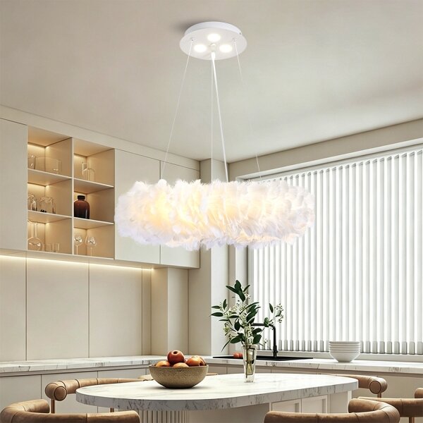 BRILAGI - Lustru LED pe cablu FEATHER 3xE27/40W/230V + 3xLED/3W diam. 50 cm alb
