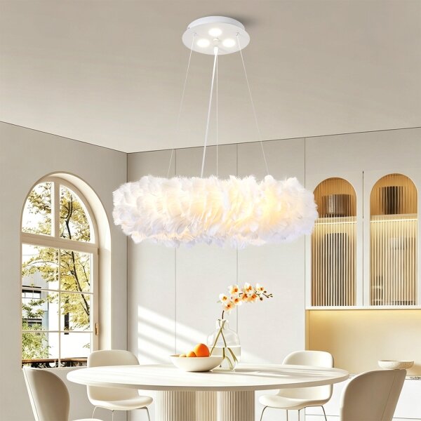 BRILAGI - Lustru LED pe cablu FEATHER 3xE27/40W/230V + 3xLED/3W diam. 50 cm alb