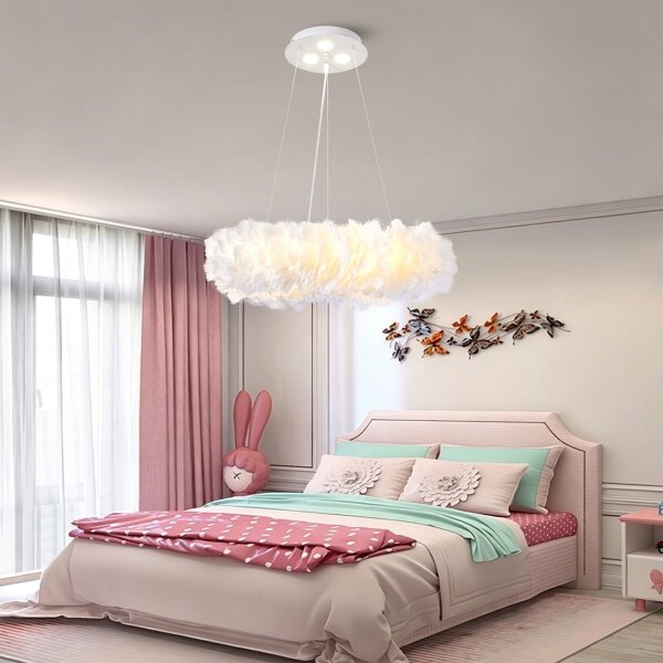 BRILAGI - Lustru LED pe cablu FEATHER 3xE27/40W/230V + 3xLED/3W diam. 50 cm alb