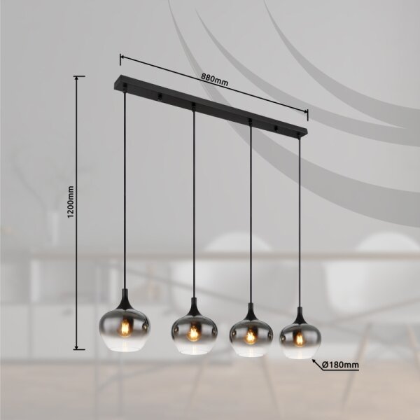 Globo 15548-4H - Lustră suspendată pe cablu MAXY 4xE27/40W/230V, neagră
