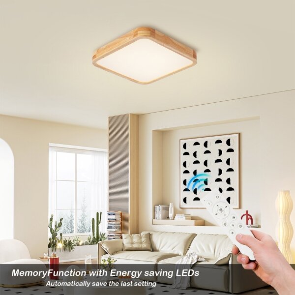 Brilagi - Corp de iluminat LED dimabil WOODLINE SQUARE LED/48W/230V, stejar 40x40 cm + telecomandă