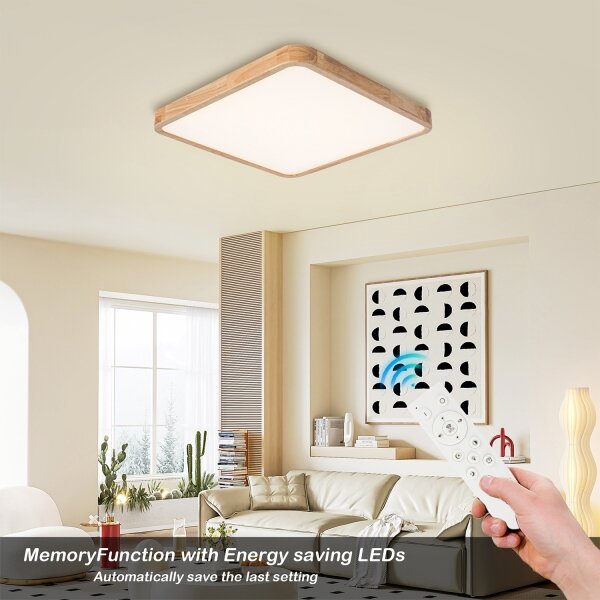 BRILAGI - Lampă LED dimabilă WOODLINE SQUARE LED/80W/230V stejar 60x60 cm + telecomandă