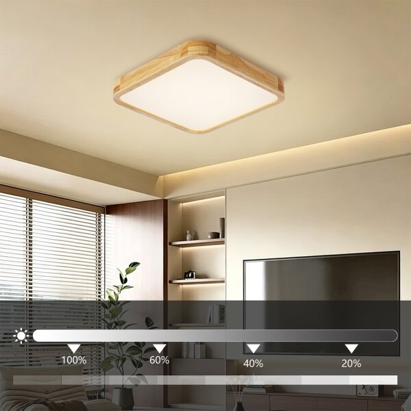 Brilagi - Corp de iluminat LED dimabil WOODLINE SQUARE LED/48W/230V, stejar 40x40 cm + telecomandă