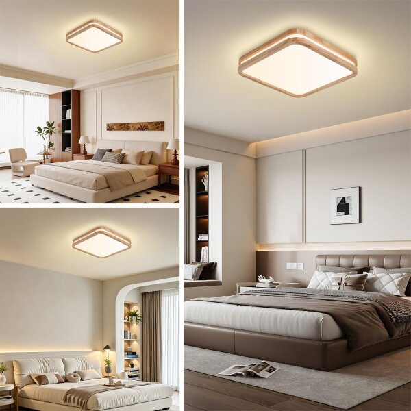 Brilagi - Lampă LED dimabilă MOLINA SQUARE LED/48W/230V stejar 40x40 cm + telecomandă