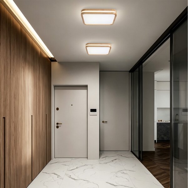 Brilagi - Lampă LED dimabilă MOLINA SQUARE LED/48W/230V stejar 40x40 cm + telecomandă