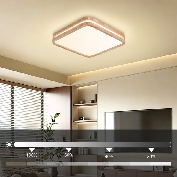Brilagi - Lampă LED dimabilă MOLINA SQUARE LED/48W/230V stejar 40x40 cm + telecomandă