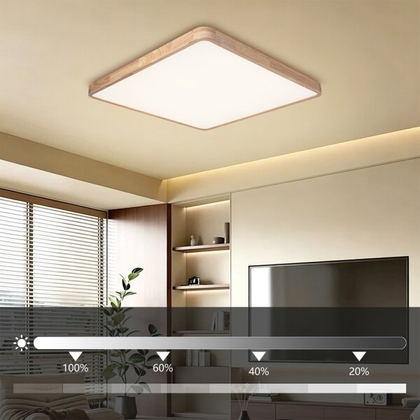 Brilagi - Corp de iluminat LED dimabil WOODLINE SQUARE LED/100W/230V stejar 80x80 cm + telecomandă