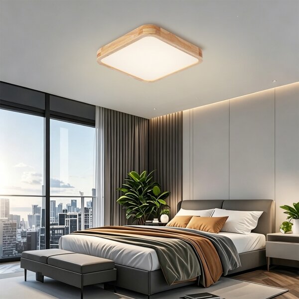 Brilagi - Corp de iluminat LED dimabil WOODLINE SQUARE LED/48W/230V, stejar 40x40 cm + telecomandă