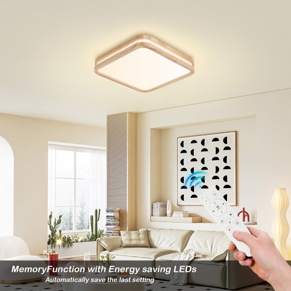 Brilagi - Lampă LED dimabilă MOLINA SQUARE LED/48W/230V stejar 40x40 cm + telecomandă