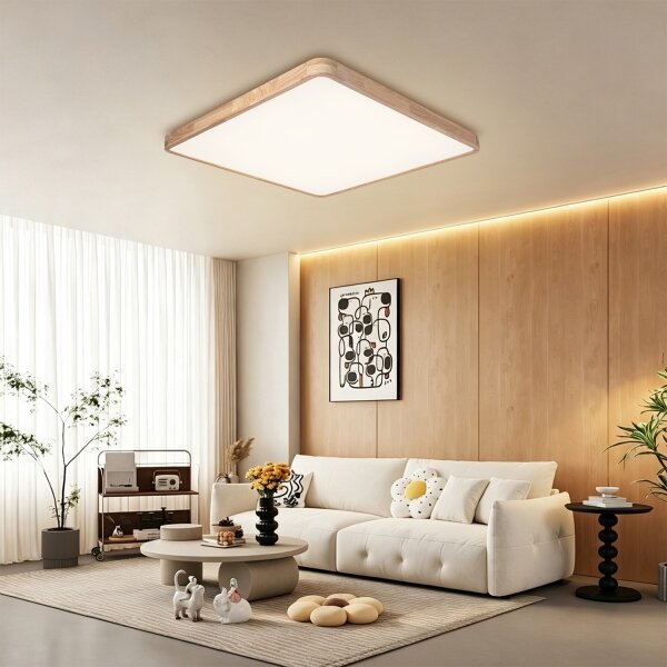 Brilagi - Corp de iluminat LED dimabil WOODLINE SQUARE LED/100W/230V stejar 80x80 cm + telecomandă