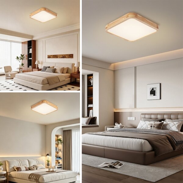 Brilagi - Corp de iluminat LED dimabil WOODLINE SQUARE LED/48W/230V, stejar 40x40 cm + telecomandă